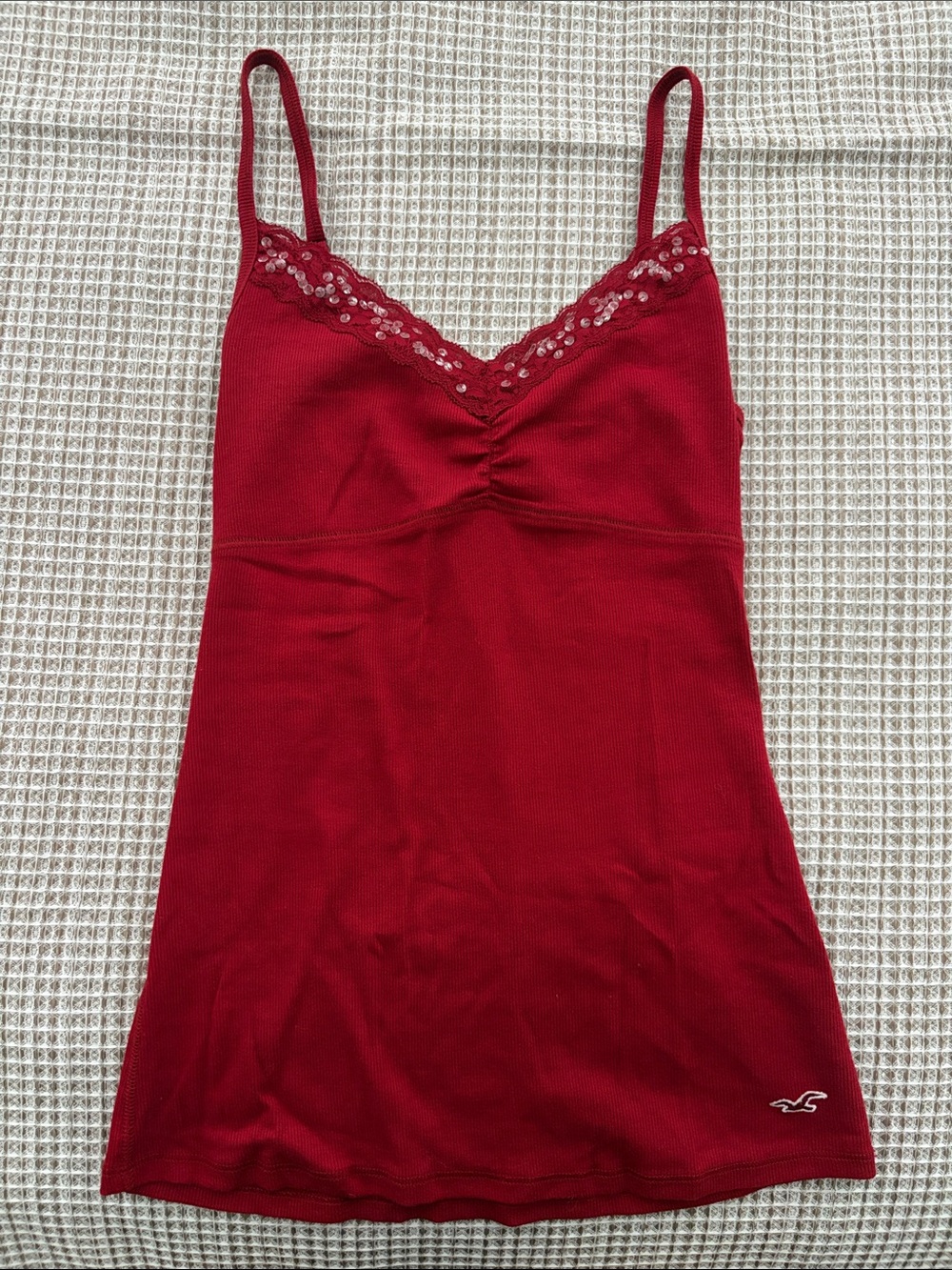 Hollister Red Lace-Trim Cami Slip